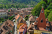 View over Lesser Town from Clock Tower, Sighisoara, UNESCO, Transylvania, Romania