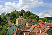 View over Old Town and Church on the Hill from the Clock Tower, Sighisoara, UNESCO, Transylvania, Romania