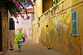 sandy alley at Ile de Goree (Goree Island), UNESCO, Dakar, Senegal, West Africa