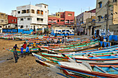 Fishing dugout boats on beach, Ngor village, Pointe des Almadies, Dakar, Senegal, West Africa