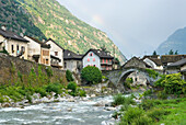 Giornico village on the Ticino River, Canton Ticino, Switzerland