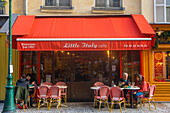 Terrace of Little Italy restaurant on Rue Montorgueil, Paris, France