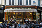 Terrace of patisserie on Rue Francois Miron, Paris, France