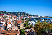 Panoramic view of Cannes from the hill of Le Suquet (old town), Cannes, Alpes-Maritimes, French Riviera, France