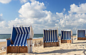 Deckchairs on Westerland beach, Sylt, Schleswig Holstein, Germany, Europe