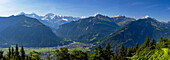 Blick auf Jungfrau, Mönch und Eiger von Harder Kulm, Interlaken, Jungfrau Region, Berner Oberland, Schweiz