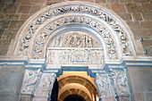 Narthex (porch) sculptures, 12th century Benedictine Abbey, UNESCO, Vezelay, Yonne, Burgundy, France