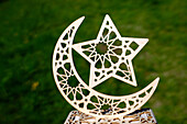 Islamic crescent moon and star, symbol of Islam, Ramadan concept, France