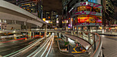 View of buildings and trail lights around Shibuya Station area at night, Shibuya District, Kamiyamacho, Shibuya City, Tokyo, Honshu, Japan