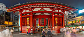 Blick auf das Kaminarimon-Tor, Eingang zum Senso-ji-Tempel bei Nacht, Asakusa, Taito City, Tokio, Honshu, Japan