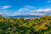 Blick auf Kyoto und den Nidec Kyoto Tower vom Kiyomizu-dera-Tempel, Kiyomizu, Higashiyama Ward, Kyoto, Honshu, Japan