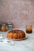 Carrot and orange bundt cake with caramel