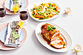 Stuffed roast pork with vegetables
