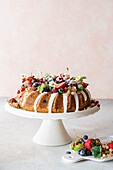 Summer berry wreath cake