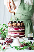 Black Forest-style cherry and chocolate cake