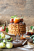 Layered apple and caramel cake