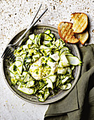 Burrata mit eingelegten Zucchini und Basilikumöl