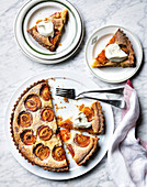 Apricot and almond tart with crème fraîche
