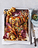 Roasted chicken with verjus, grapes, walnuts and tarragon