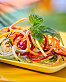 Vegetable spaghetti with pesto