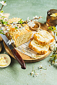 Lemon and coconut cake with butter crumble