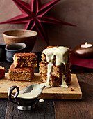 Stollen blondies with brandy custard