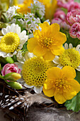 Frühlingsblumenstrauß mit Sumpfdotterblumen