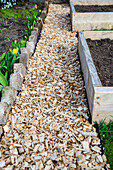 Gartenweg aus Holzhäcksel