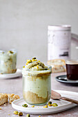 Pistachio affogato with cantuccini