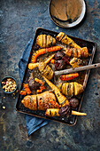 Colourful vegetables à la Hasselback