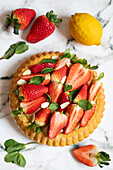 Crostata morbida - tart with almond milk cream and strawberries