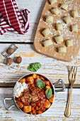 Gnocchi al pomodoro with buffalo stracciata and basil