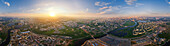 Aerial panoramic view of Moscow residential areas and Moskva River,Moscow,Moscow Oblast,Russia
