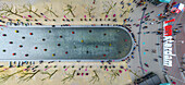 Amsterdam,Netherlands - 15 April 2014: Panoramic aerial view of people in front of the Rijksmuseum in Amsterdam