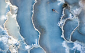 Aerial view of tranquil thermal pools and blue water in Terme di Saturnia,Tuscany,Italy