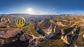 Aerial view of hot air balloons flying over Cappadocia,Turkey