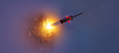 Aerial view of Soyuz rocket launch