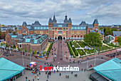 Amsterdam,Netherlands - 15 April 2014: Panoramic aerial view of the Rijksmuseum in Amsterdam