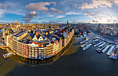 Panoramic aerial view of Amsterdam residential district along the canals,The Netherlands