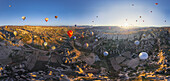 Aerial view of hot air balloons flying over Cappadocia,Turkey