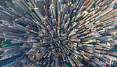 Aerial view above Hong Kong residential areas