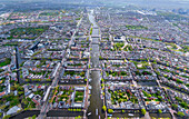 Aerial view of canals crossing the city of Amsterdam,Netherlands