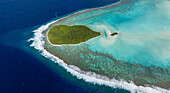 Panoramic aerial view of Marlon Brando Tetiaroa atoll,French Polynesia