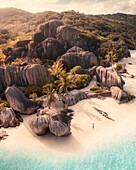 Aerial view of Source d’Argent on La Digue Island,Seychelles