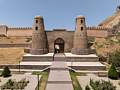 Aerial view of historic fort with ancient stone walls and towers,Districts Under Central Government Jurisdiction,Tajikistan
