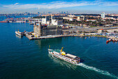 Aerial view of ferry boat and Haydarpasa train station,Istanbul,Turkey