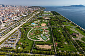 Aerial view of park in Maltepe district on the Marmara Sea coast of the Asian side of Istanbul,Turkey