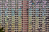 Aerial view of colourful Choi Hung building in Hong Kong