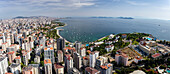 Aerial view of Fenerbahce and Caddebostan districts and the Princes' Islands on the Marmara Sea coast of the Asian side of Istanbul,Turkey