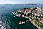 Aerial view of Moda district on the Marmara Sea coast of the Asian side of Istanbul,Turkey